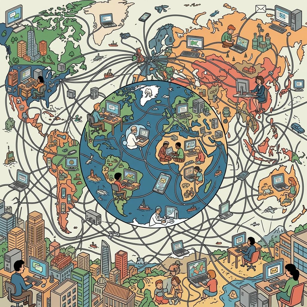 AI mnemonic illustration for the English word "internet"