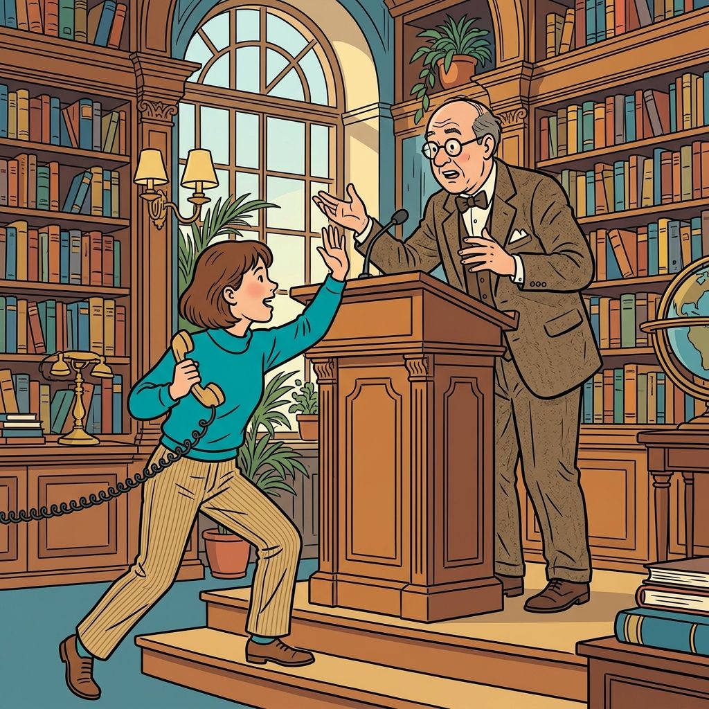AI mnemonic illustration for the English word "interrupt"