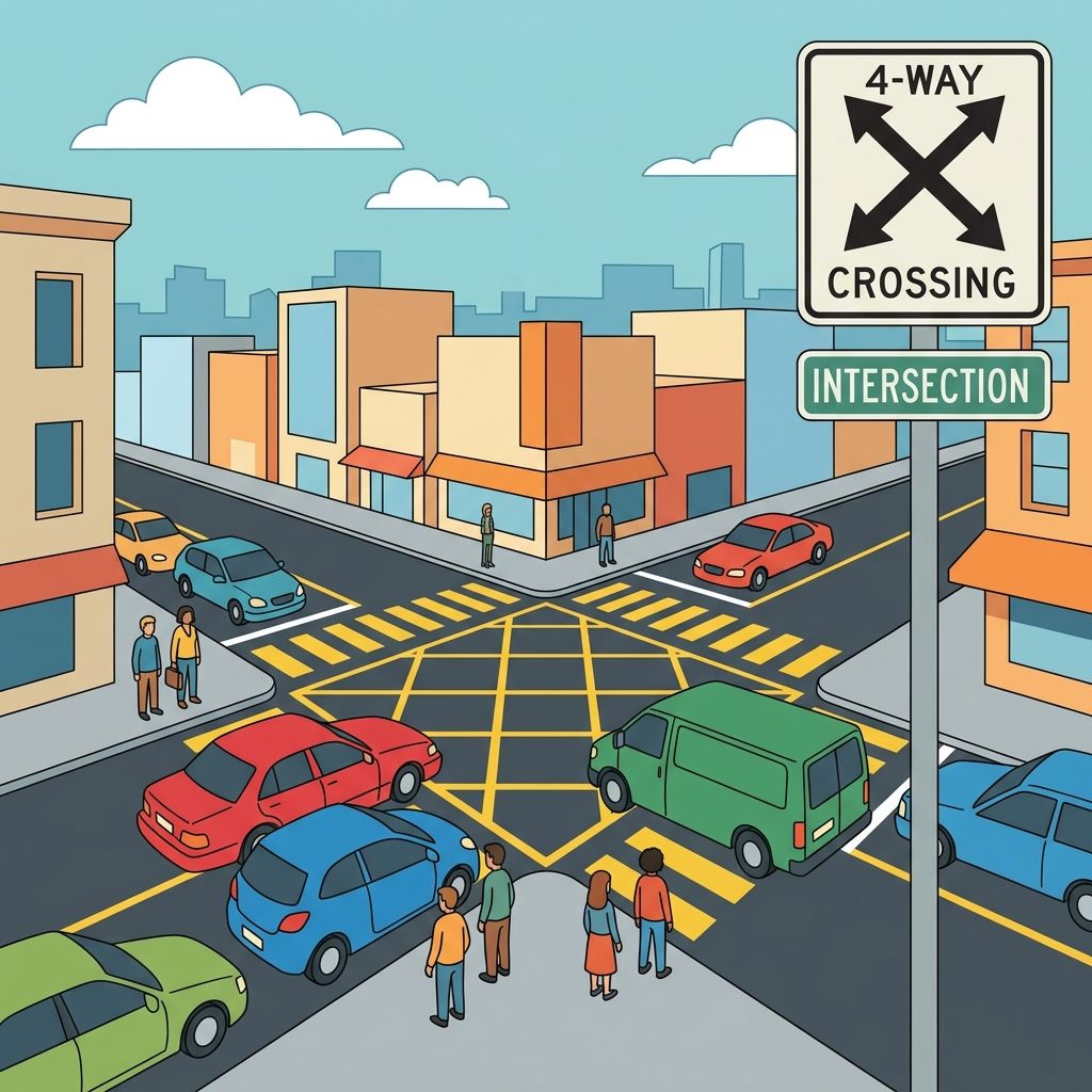 AI mnemonic illustration for the English word "intersection"