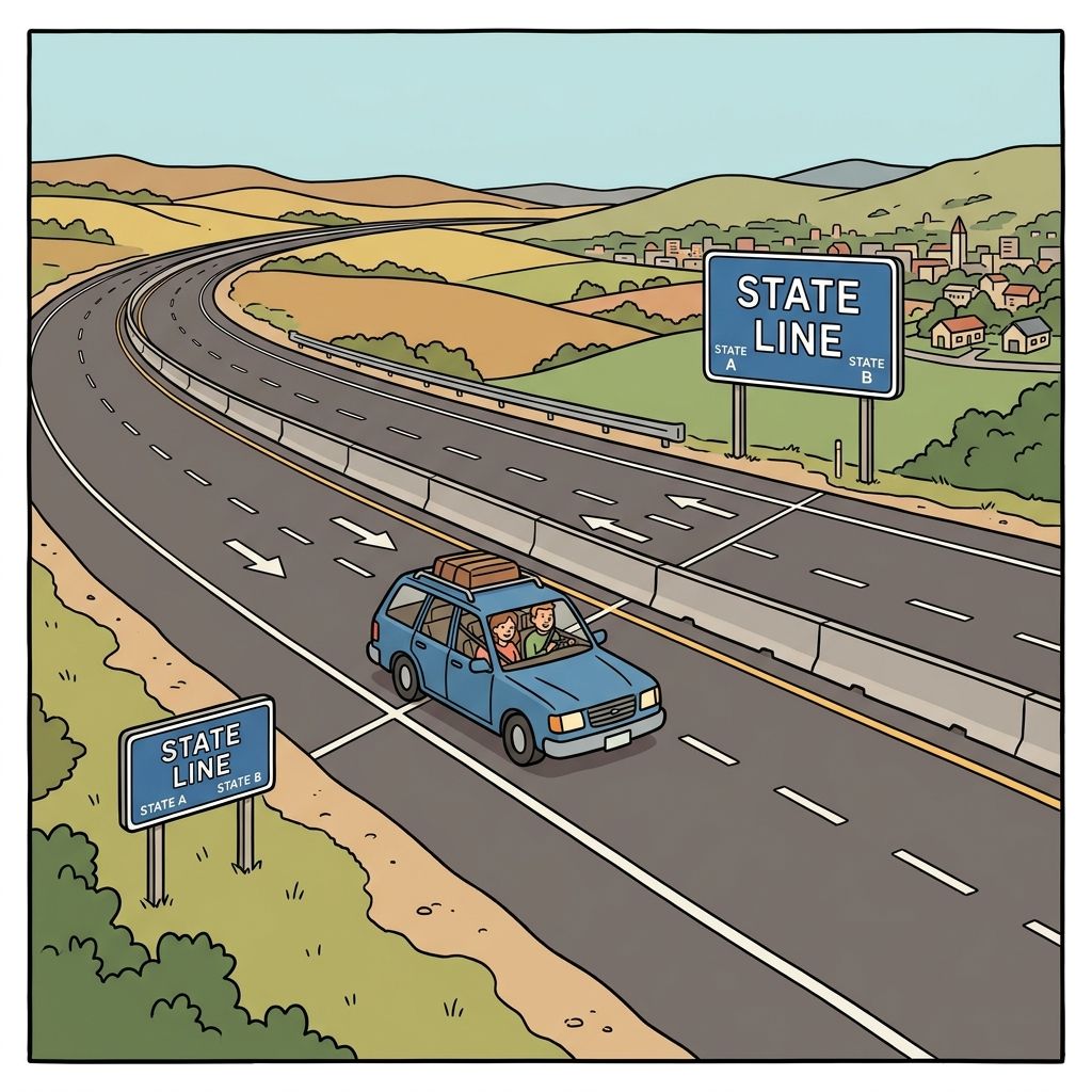 AI mnemonic illustration for the English word "interstate"