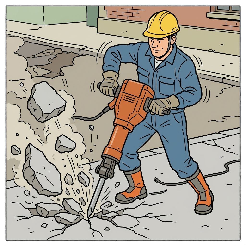 AI mnemonic illustration for the English word "jackhammer"