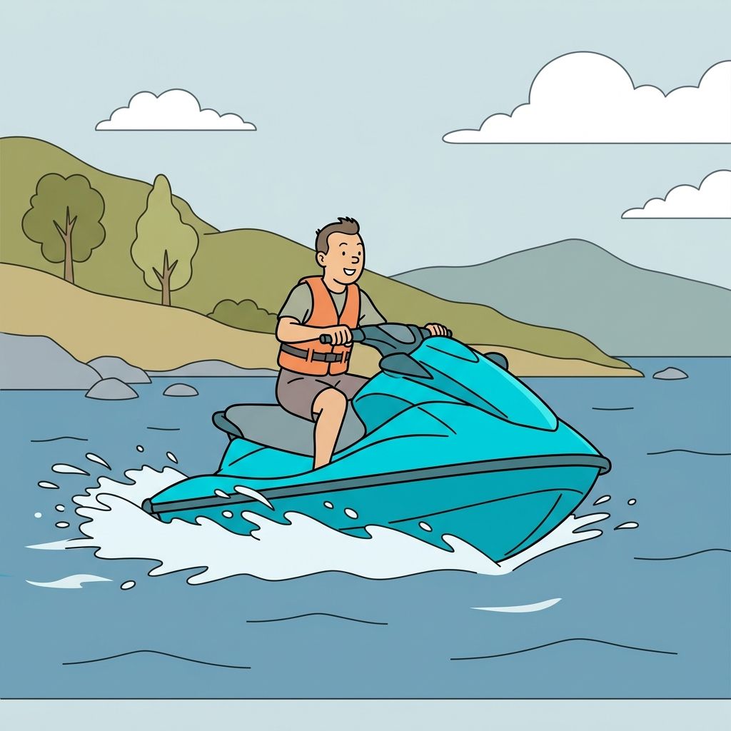 AI mnemonic illustration for the English word "jet ski"