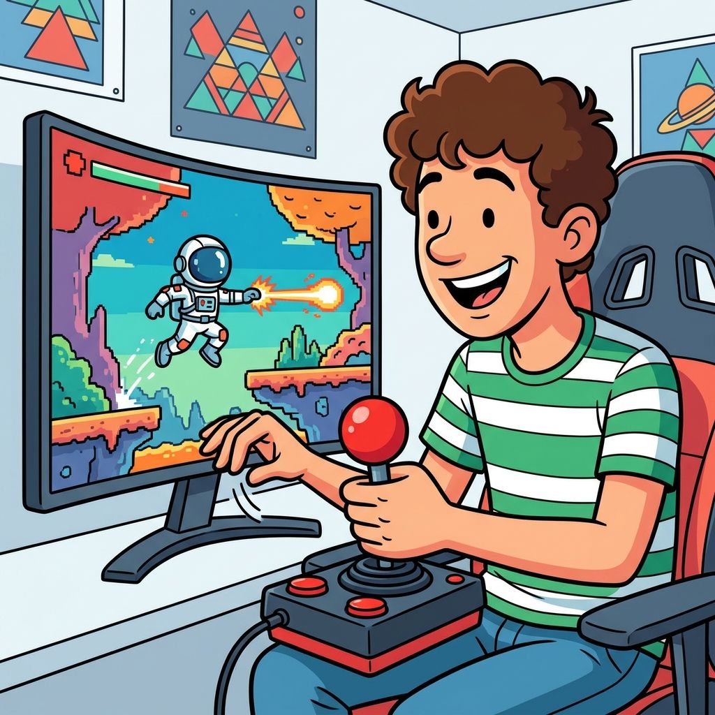 AI mnemonic illustration for the English word "joystick"