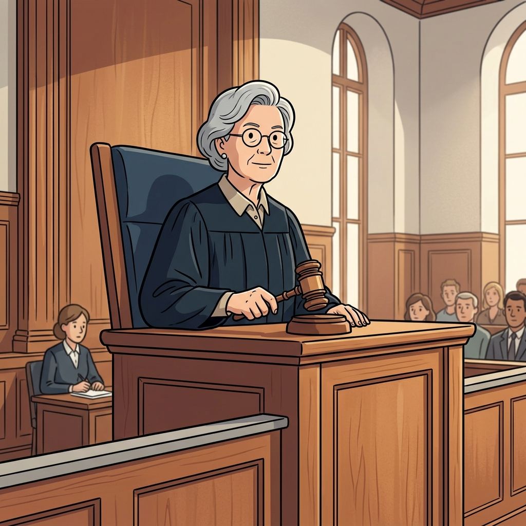 AI mnemonic illustration for the English word "judge"