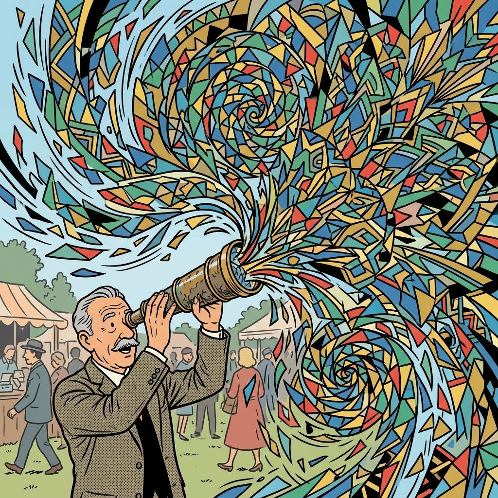 AI mnemonic illustration for the English word "kaleidoscope"