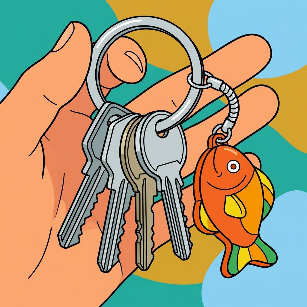 AI mnemonic illustration for the English word "keychain"