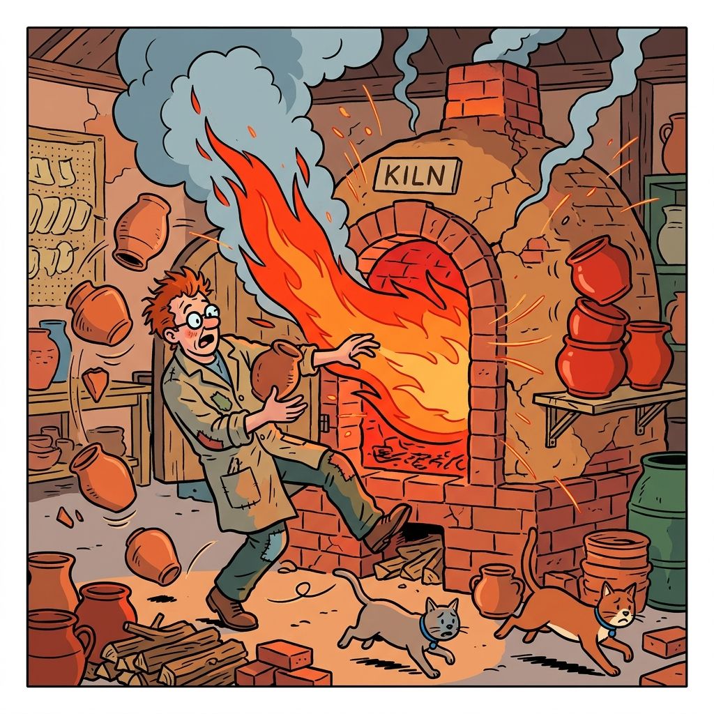 AI mnemonic illustration for the English word "kiln"