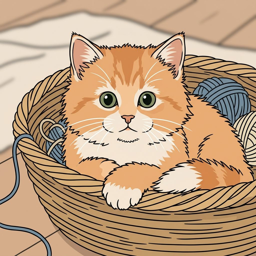 AI mnemonic illustration for the English word "kitten"