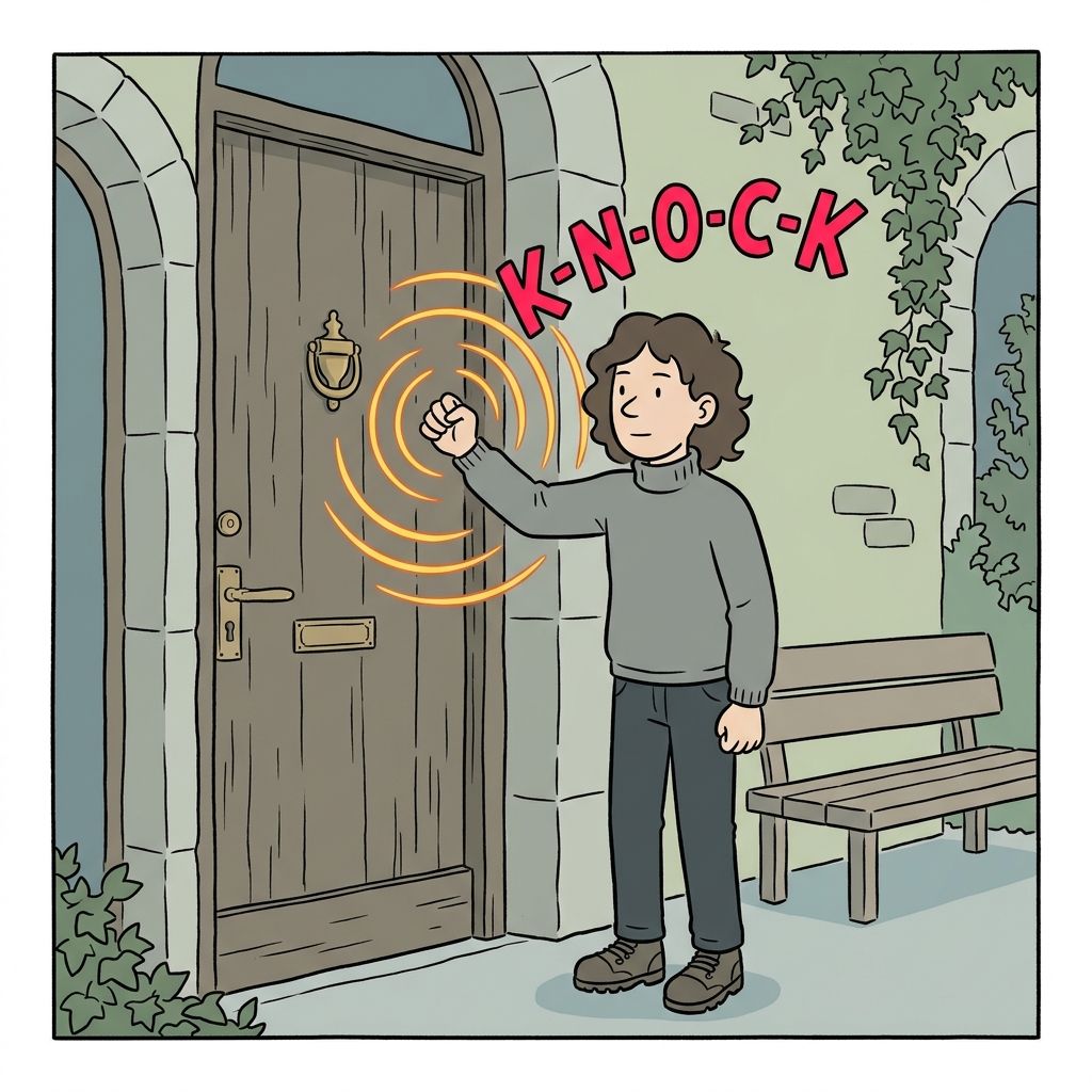 AI mnemonic illustration for the English word "knock"
