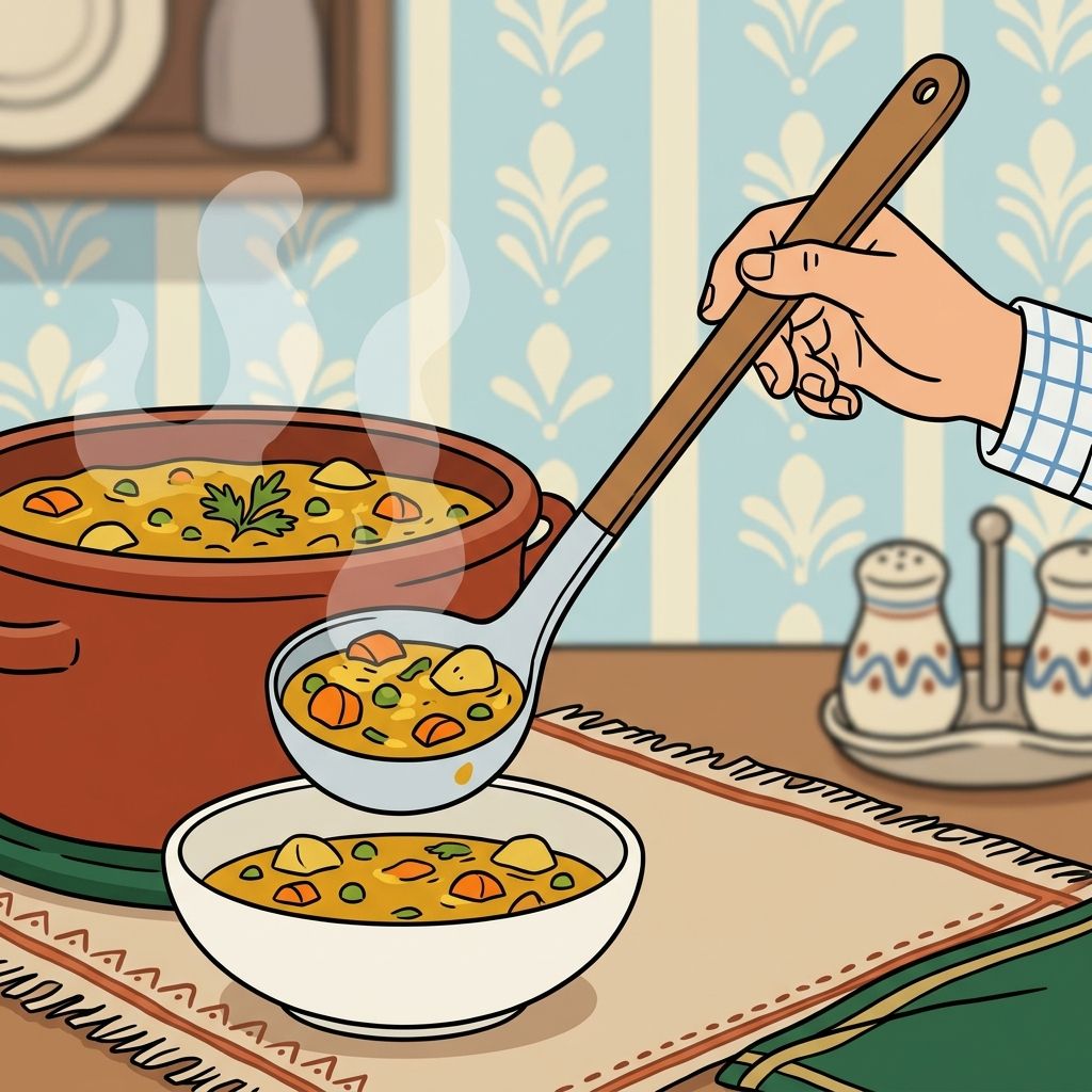 AI mnemonic illustration for the English word "ladle"