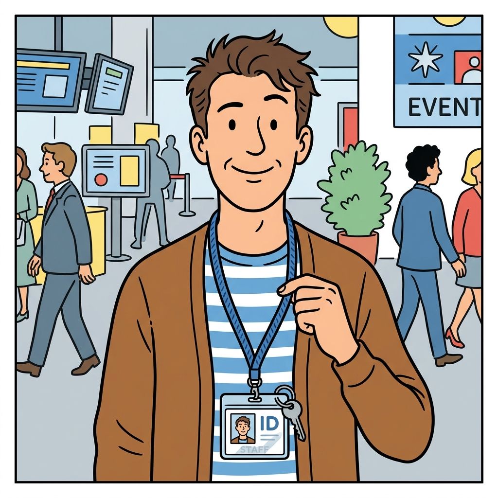 AI mnemonic illustration for the English word "lanyard"