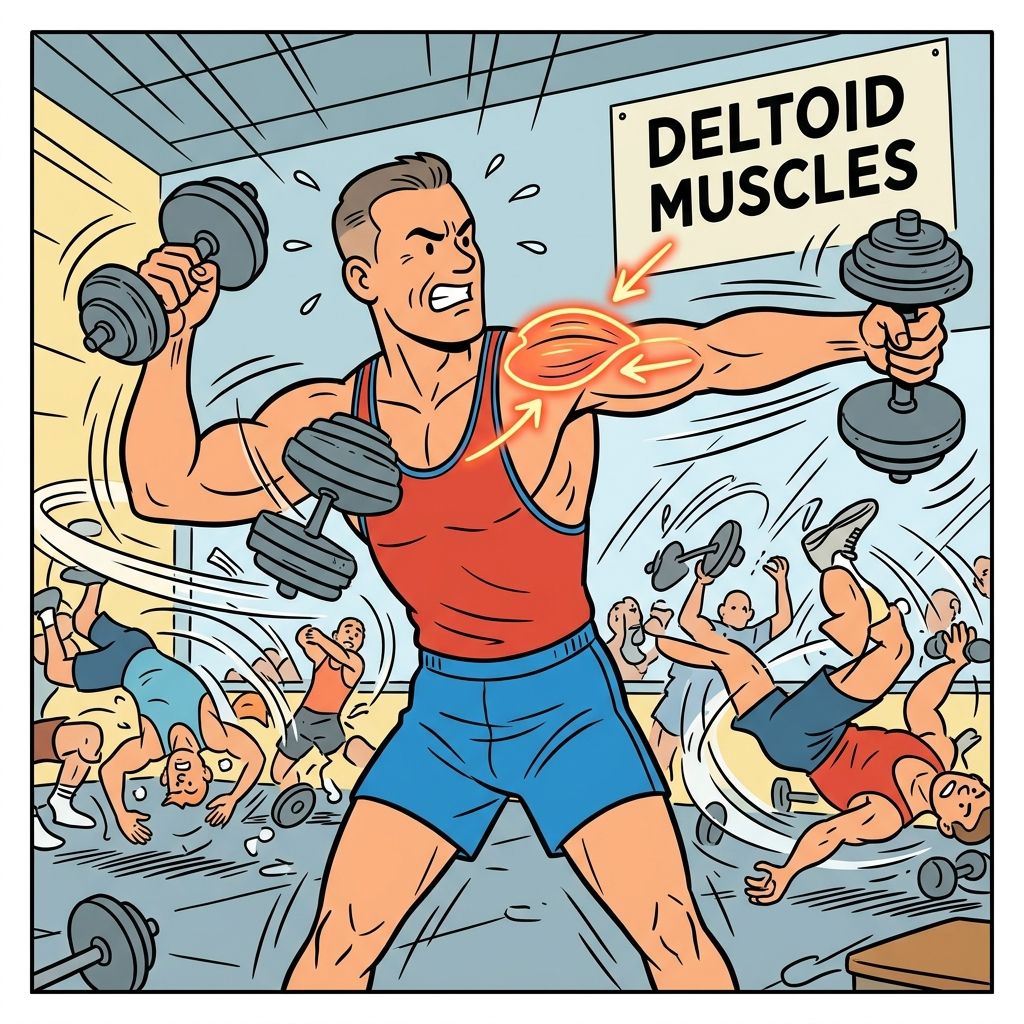 AI mnemonic illustration for the English word "lateral deltoid"