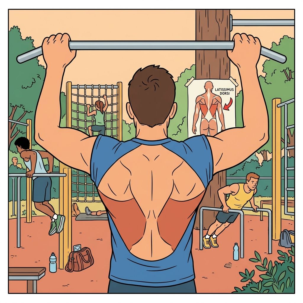 AI mnemonic illustration for the English word "latissimus dorsi"