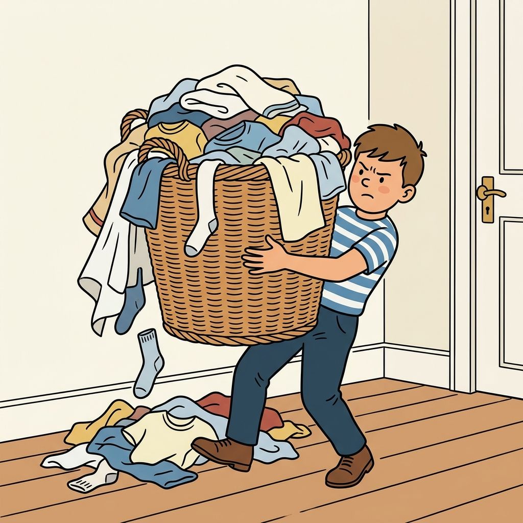 AI mnemonic illustration for the English word "laundry"