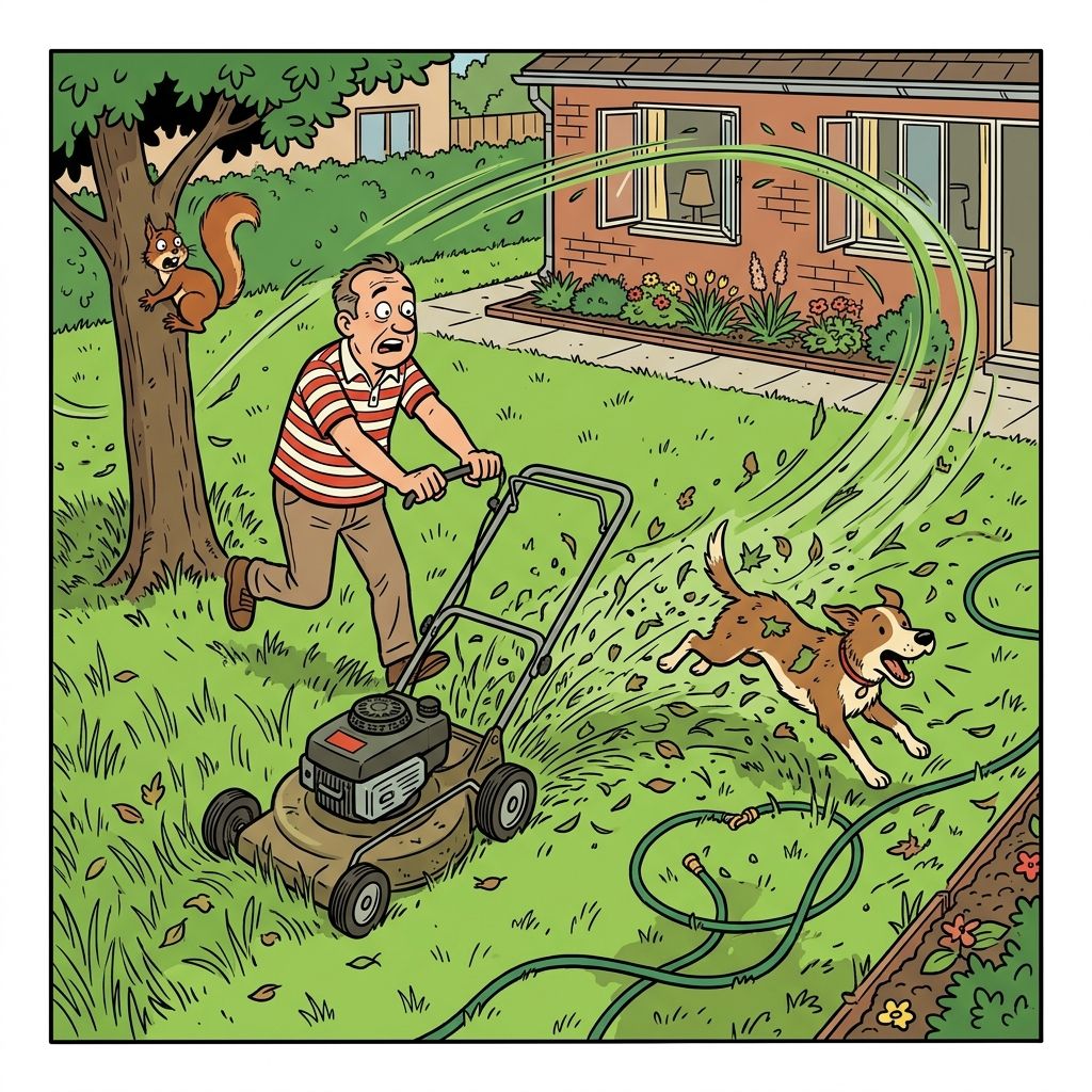 AI mnemonic illustration for the English word "lawn"