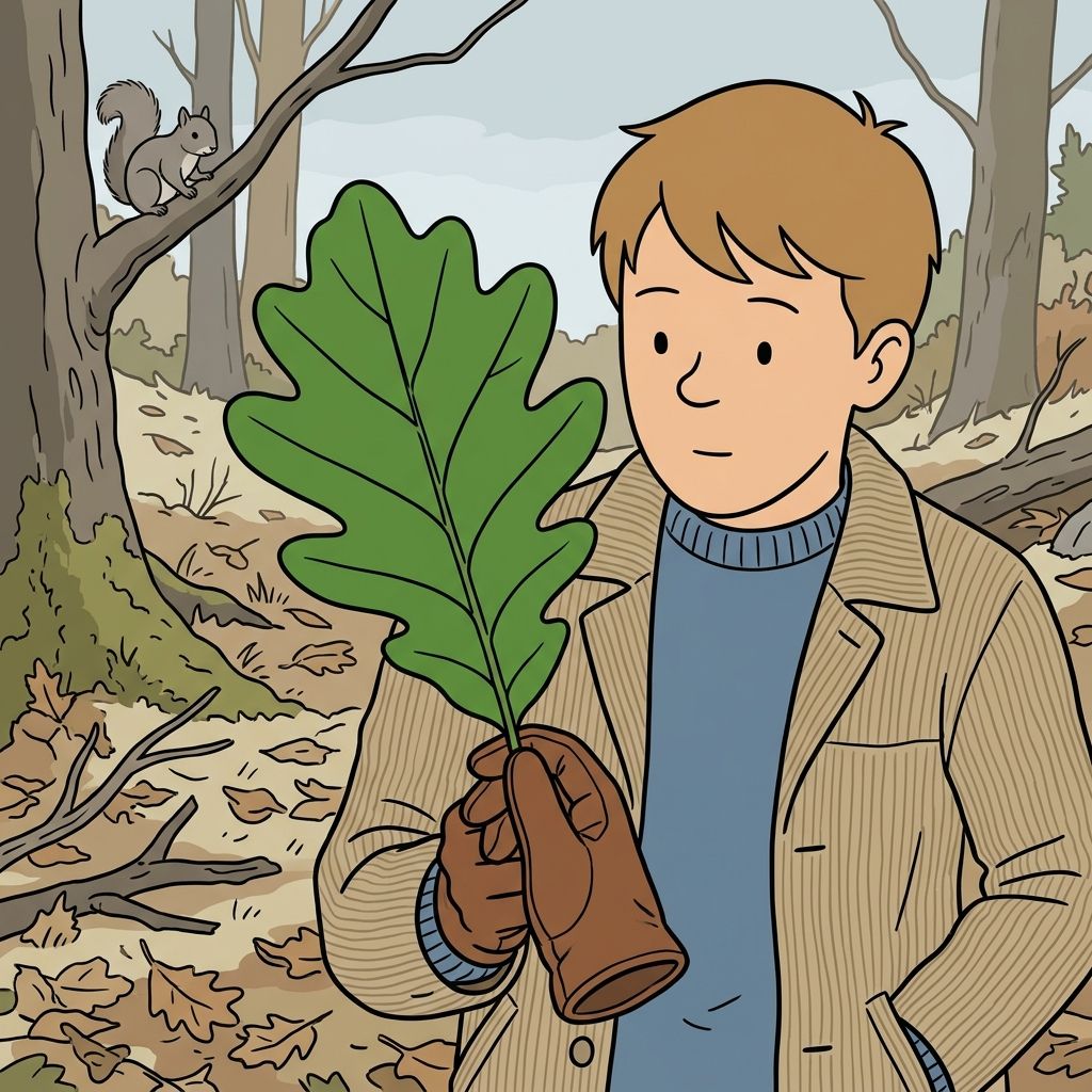 AI mnemonic illustration for the English word "leaf"