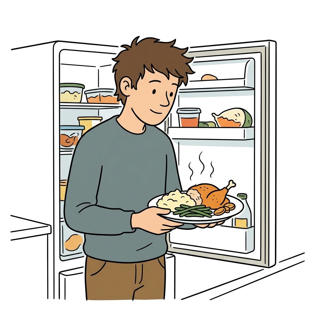 AI mnemonic illustration for the English word "leftovers"