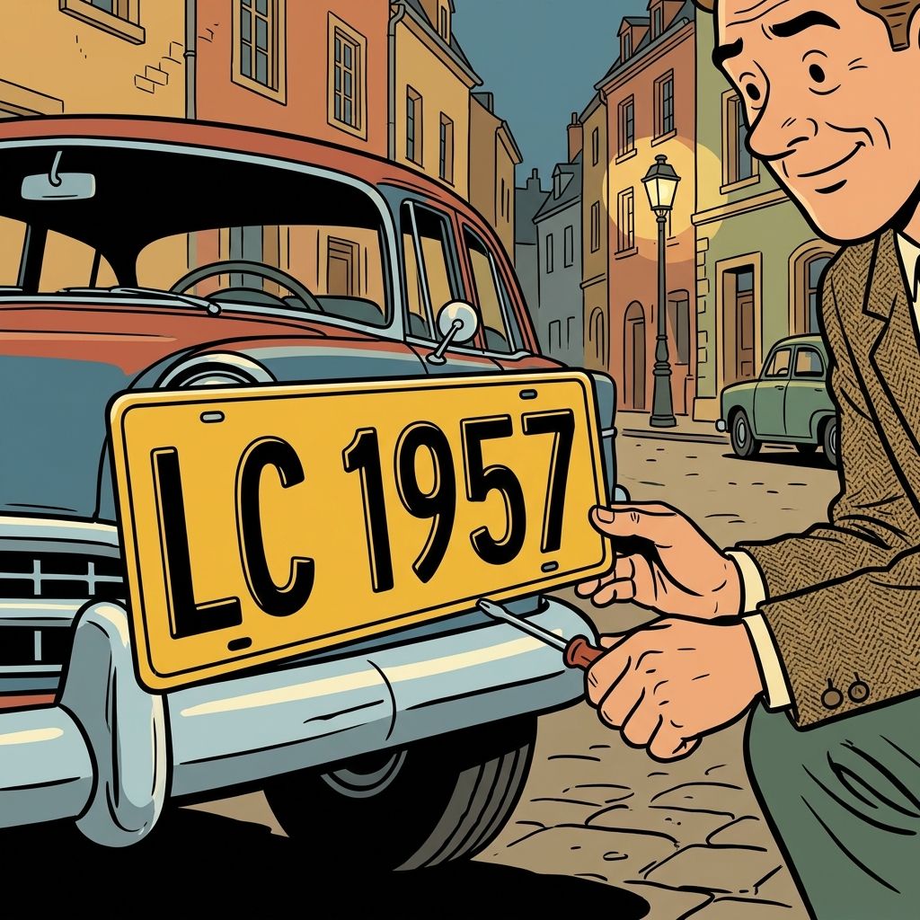 AI mnemonic illustration for the English word "license plate"