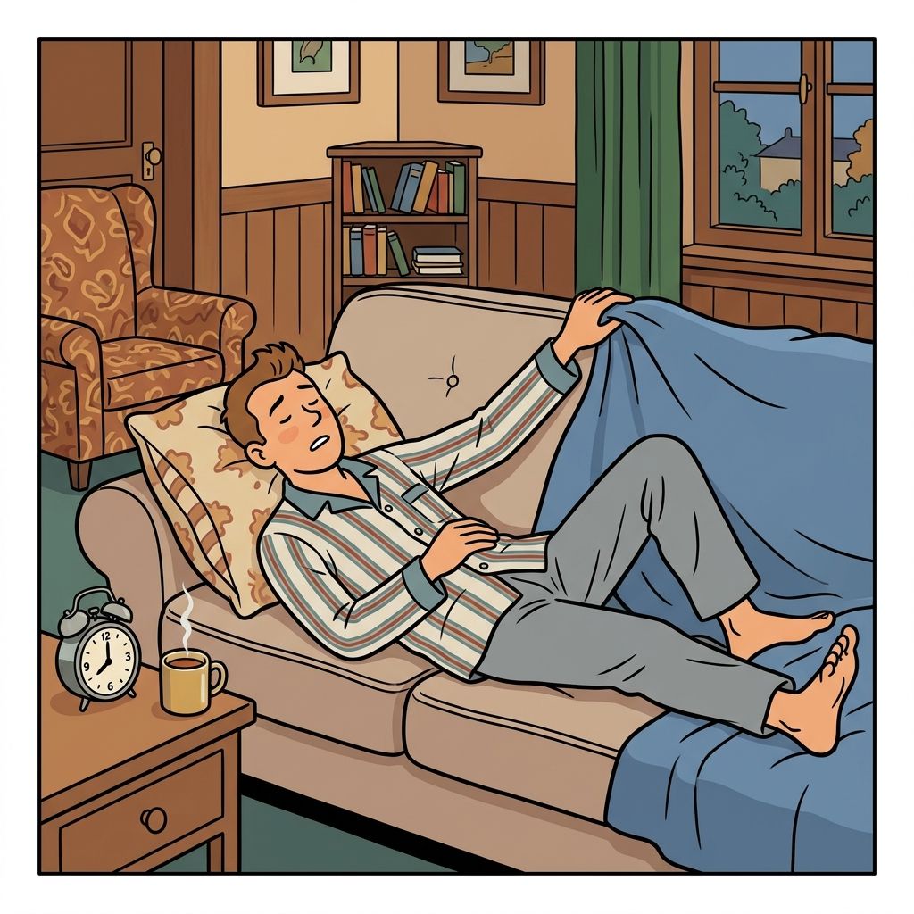 AI mnemonic illustration for the English word "lie down"