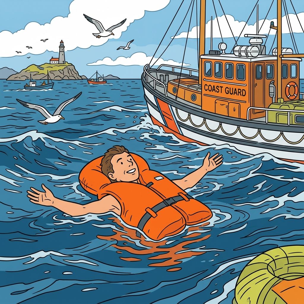 AI mnemonic illustration for the English word "life vest"