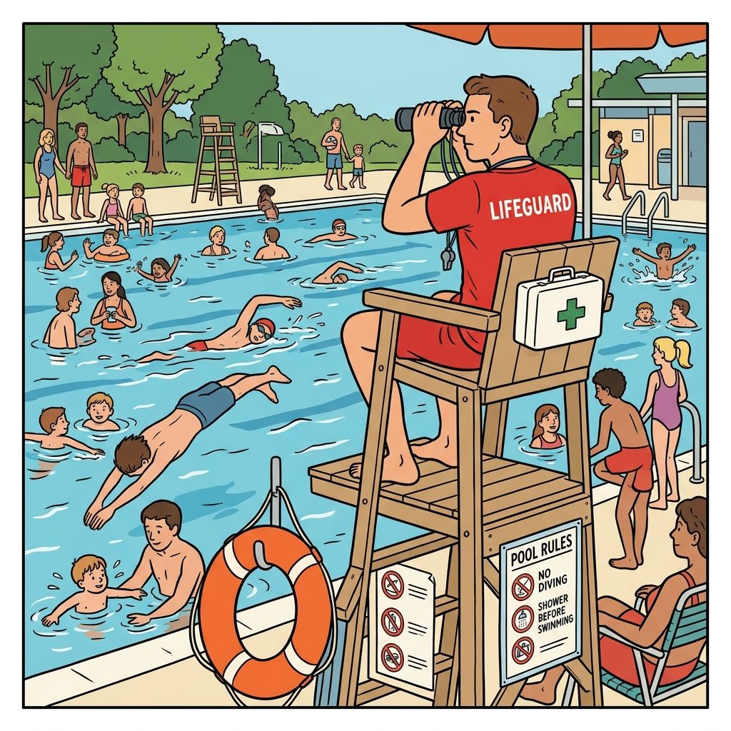 AI mnemonic illustration for the English word "lifeguard"