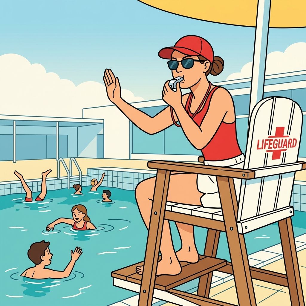 AI mnemonic illustration for the English word "lifeguard"