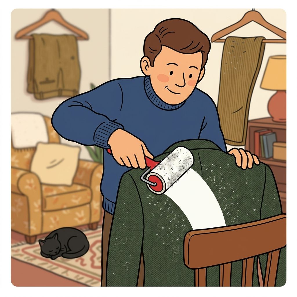AI mnemonic illustration for the English word "lint roller"