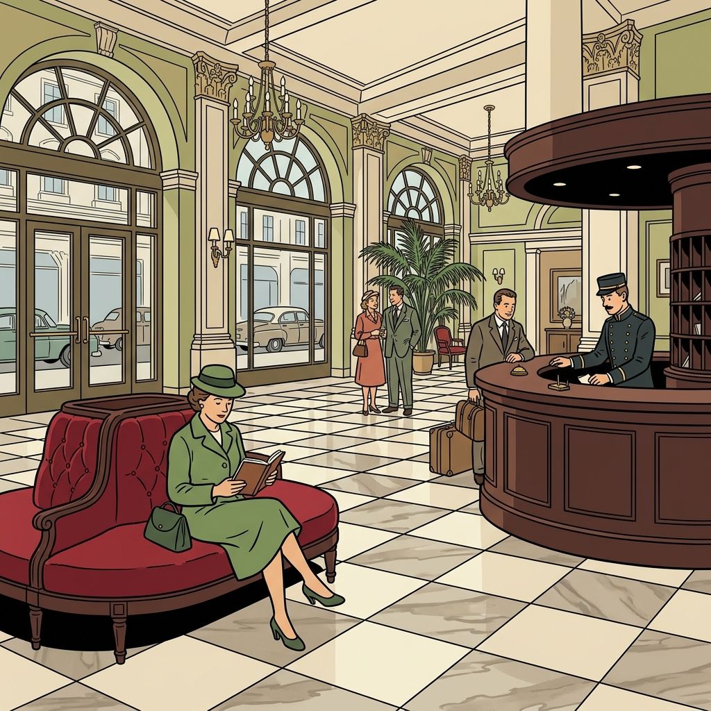 AI mnemonic illustration for the English word "lobby"
