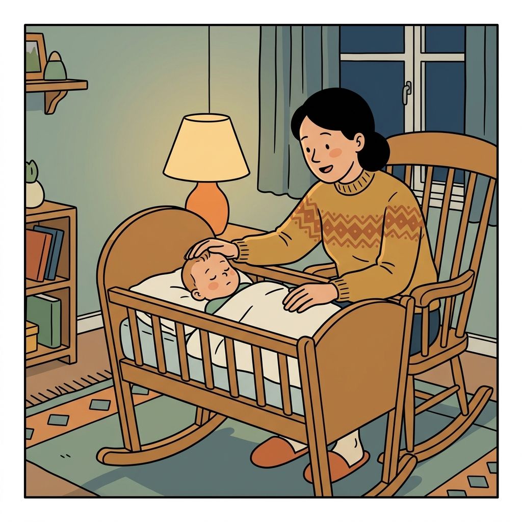 AI mnemonic illustration for the English word "lullaby"