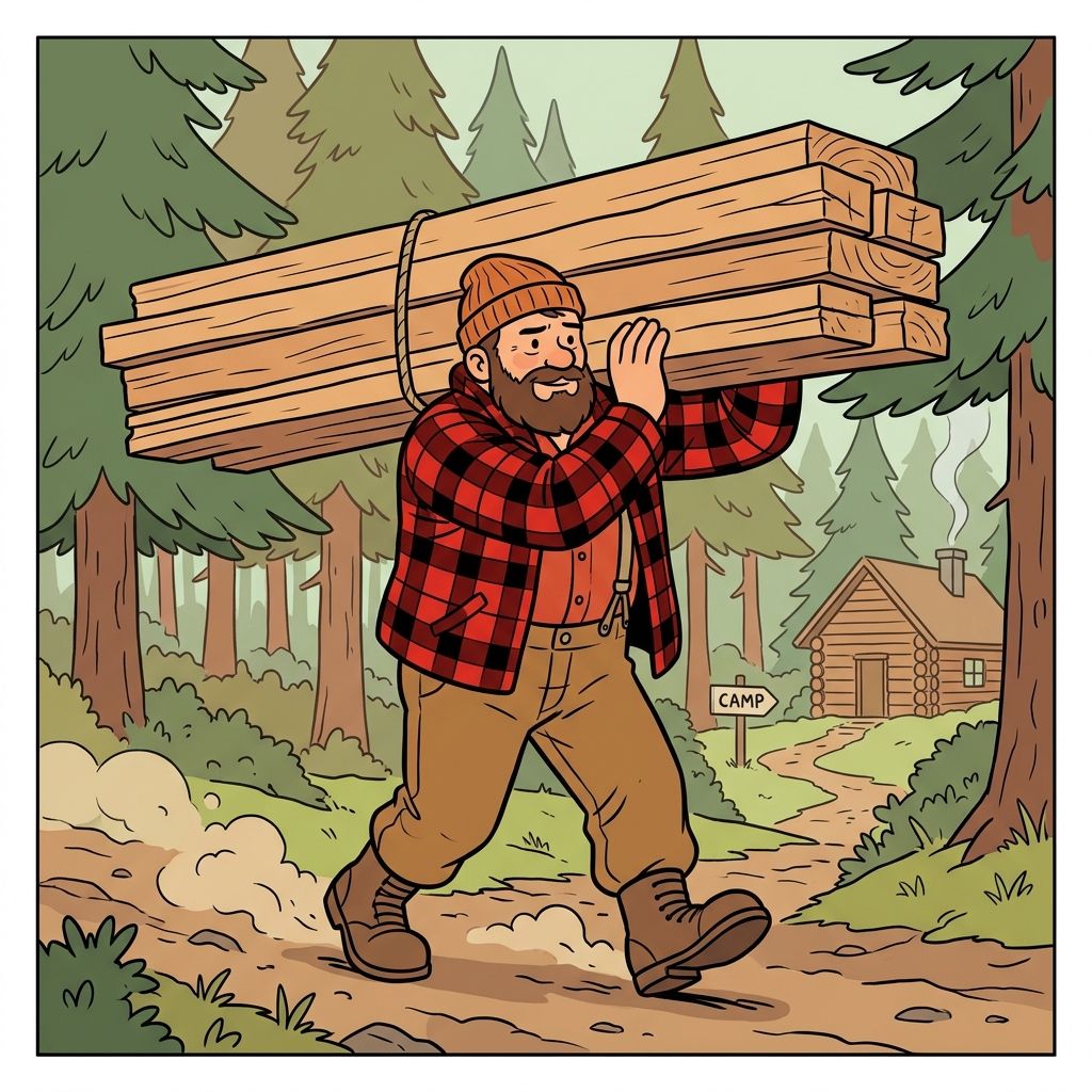 AI mnemonic illustration for the English word "lumber"