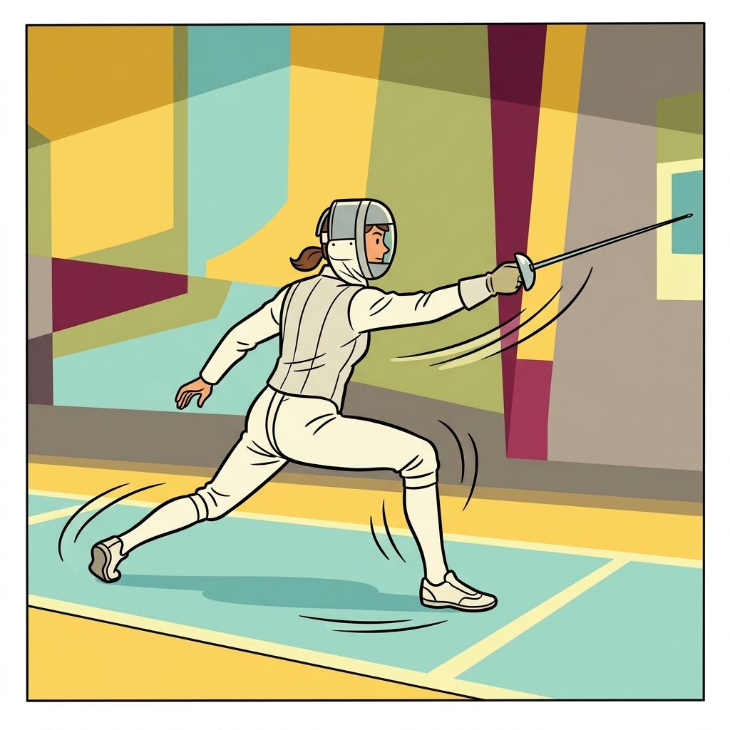 AI mnemonic illustration for the English word "lunge"