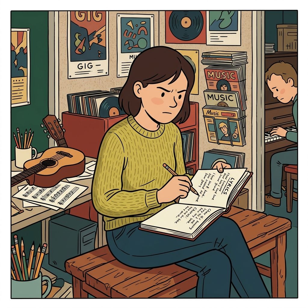 AI mnemonic illustration for the English word "lyrics"