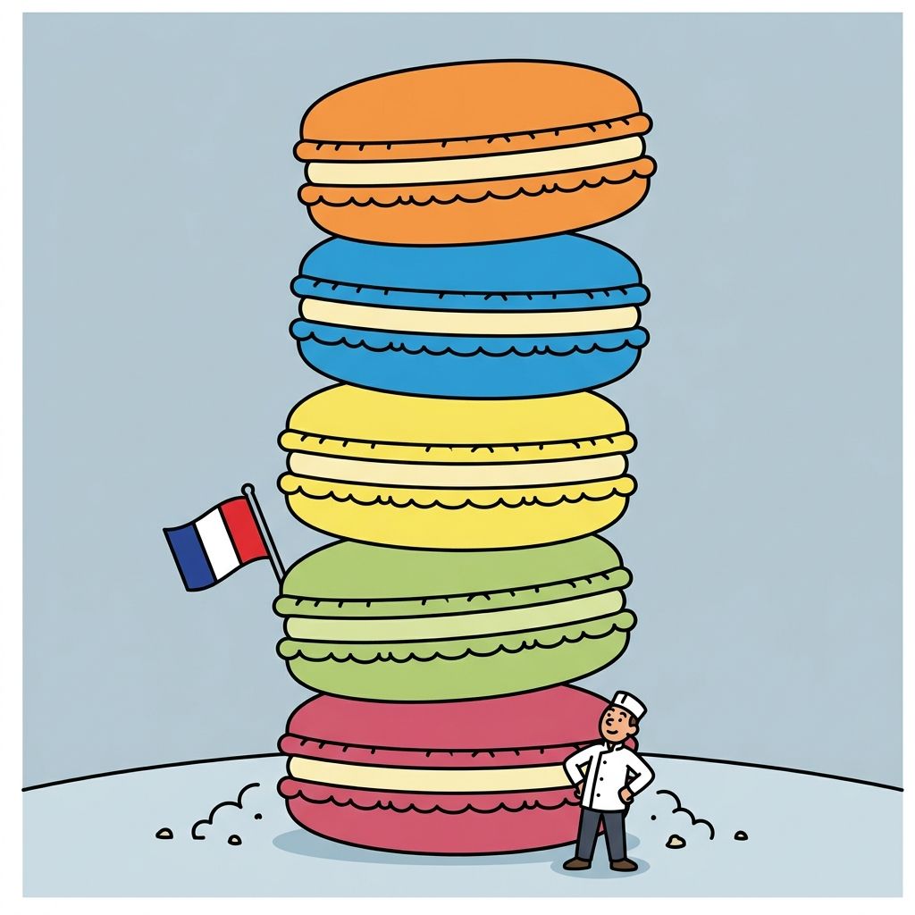 AI mnemonic illustration for the English word "macaron"