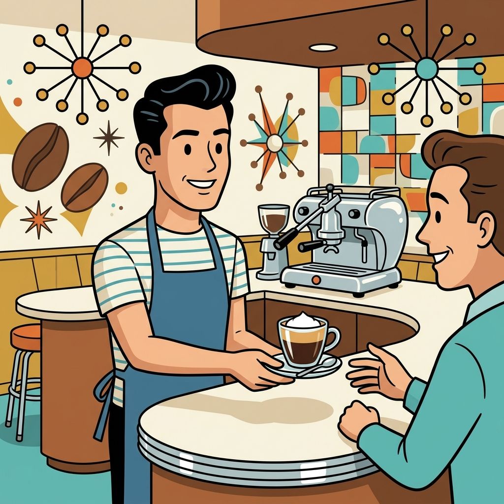 AI mnemonic illustration for the English word "macchiato"