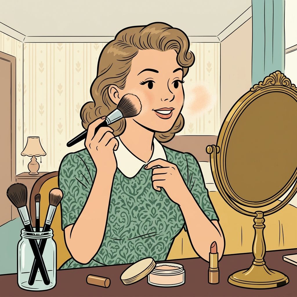 AI mnemonic illustration for the English word "makeup brush"