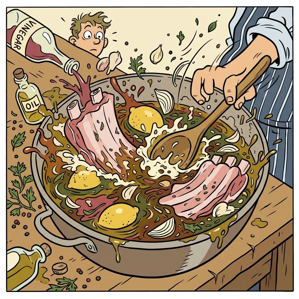 AI mnemonic illustration for the English word "marinade"