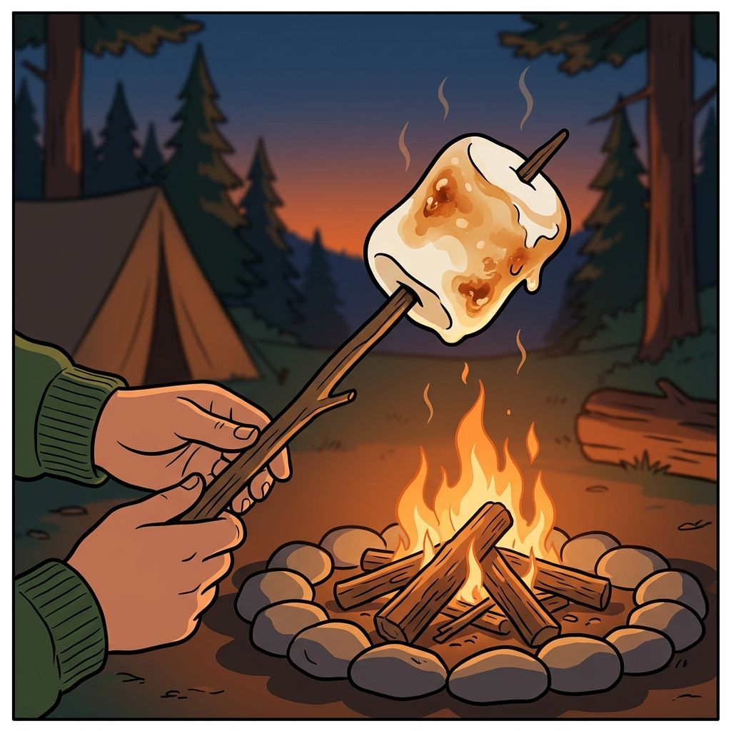 AI mnemonic illustration for the English word "marshmallow"