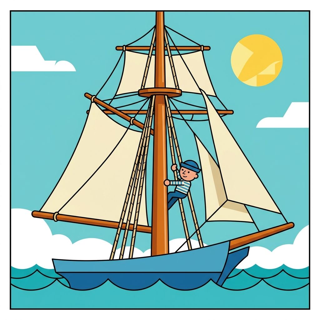 AI mnemonic illustration for the English word "mast"