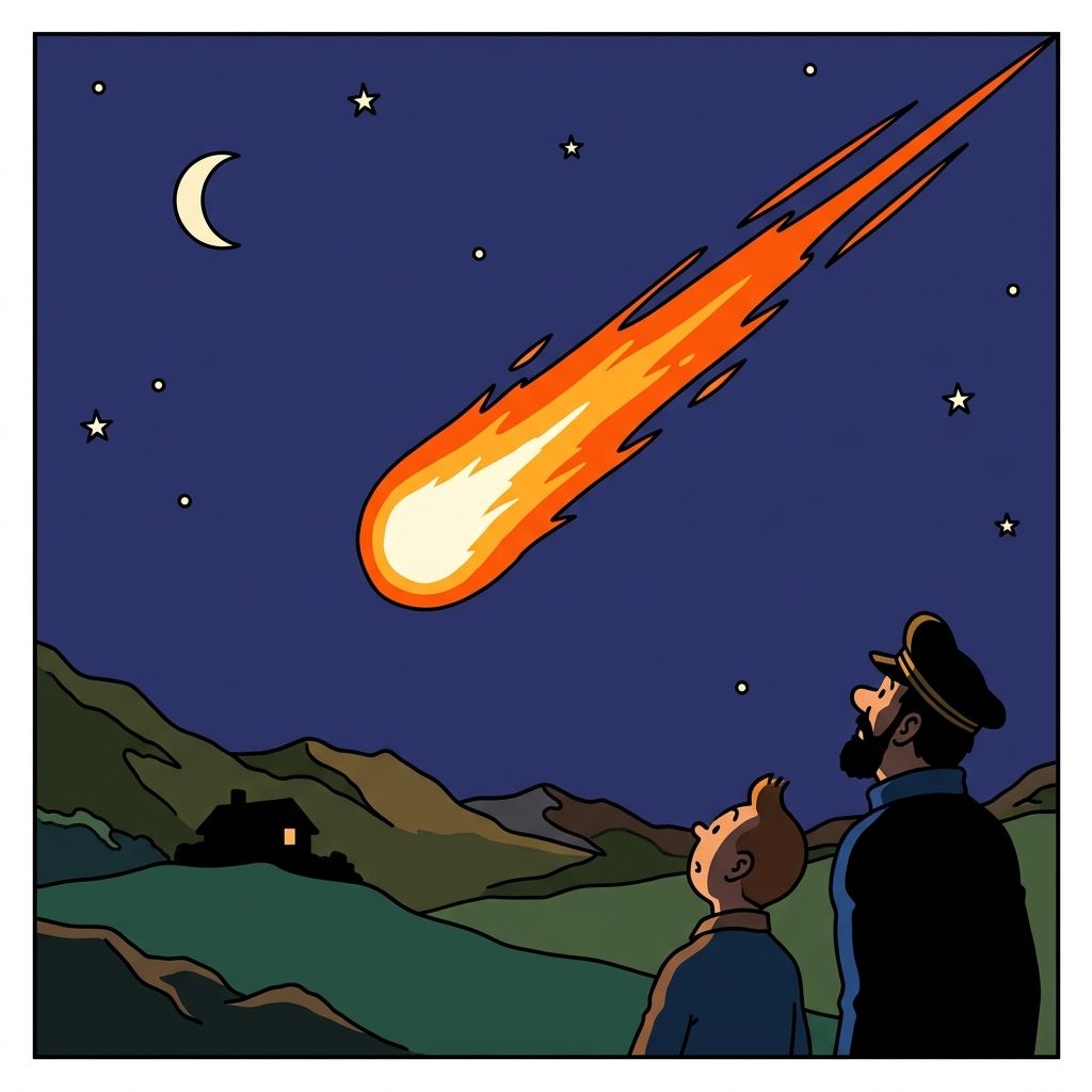 AI mnemonic illustration for the English word "meteor"