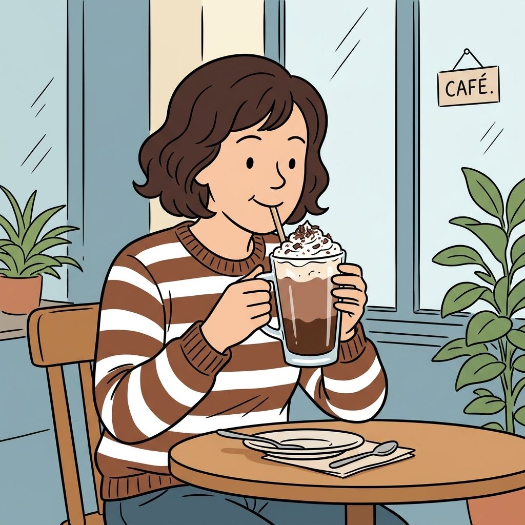 AI mnemonic illustration for the English word "mocha"