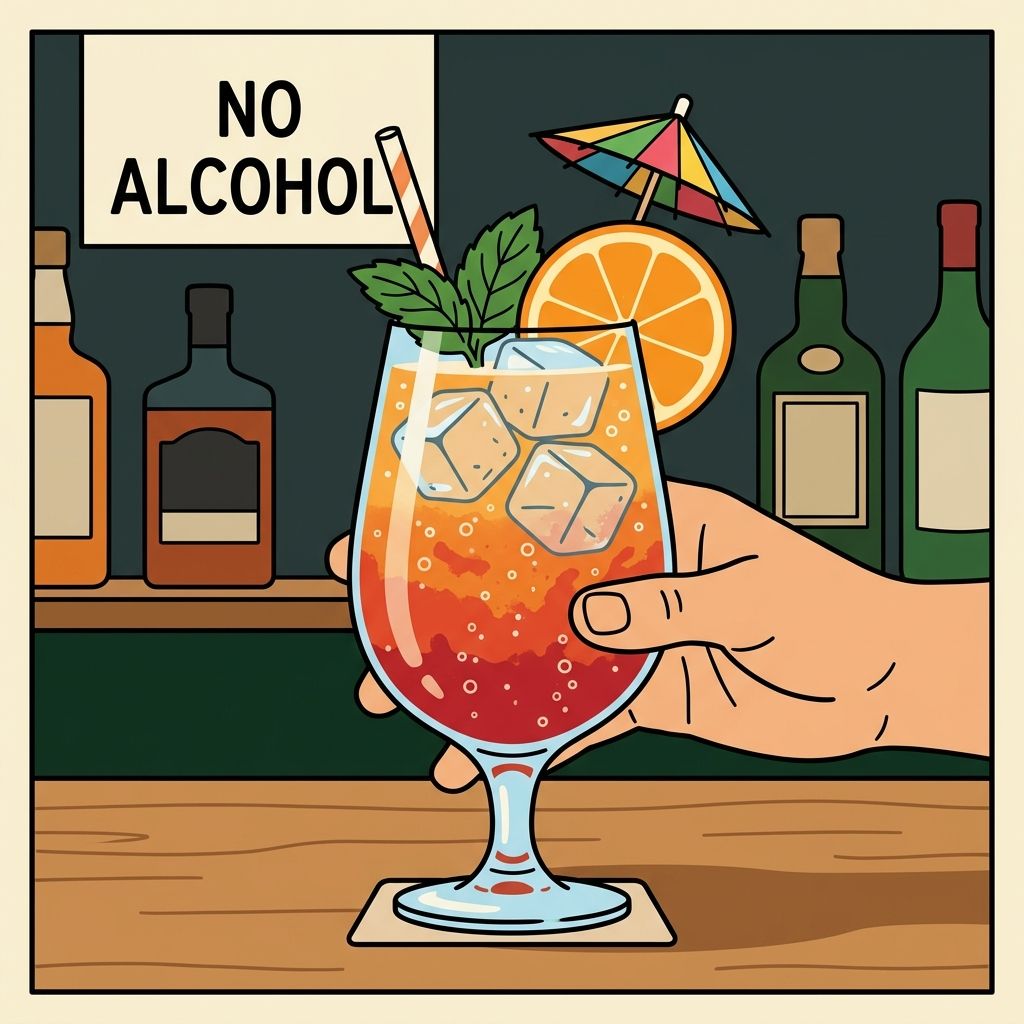 AI mnemonic illustration for the English word "mocktail"