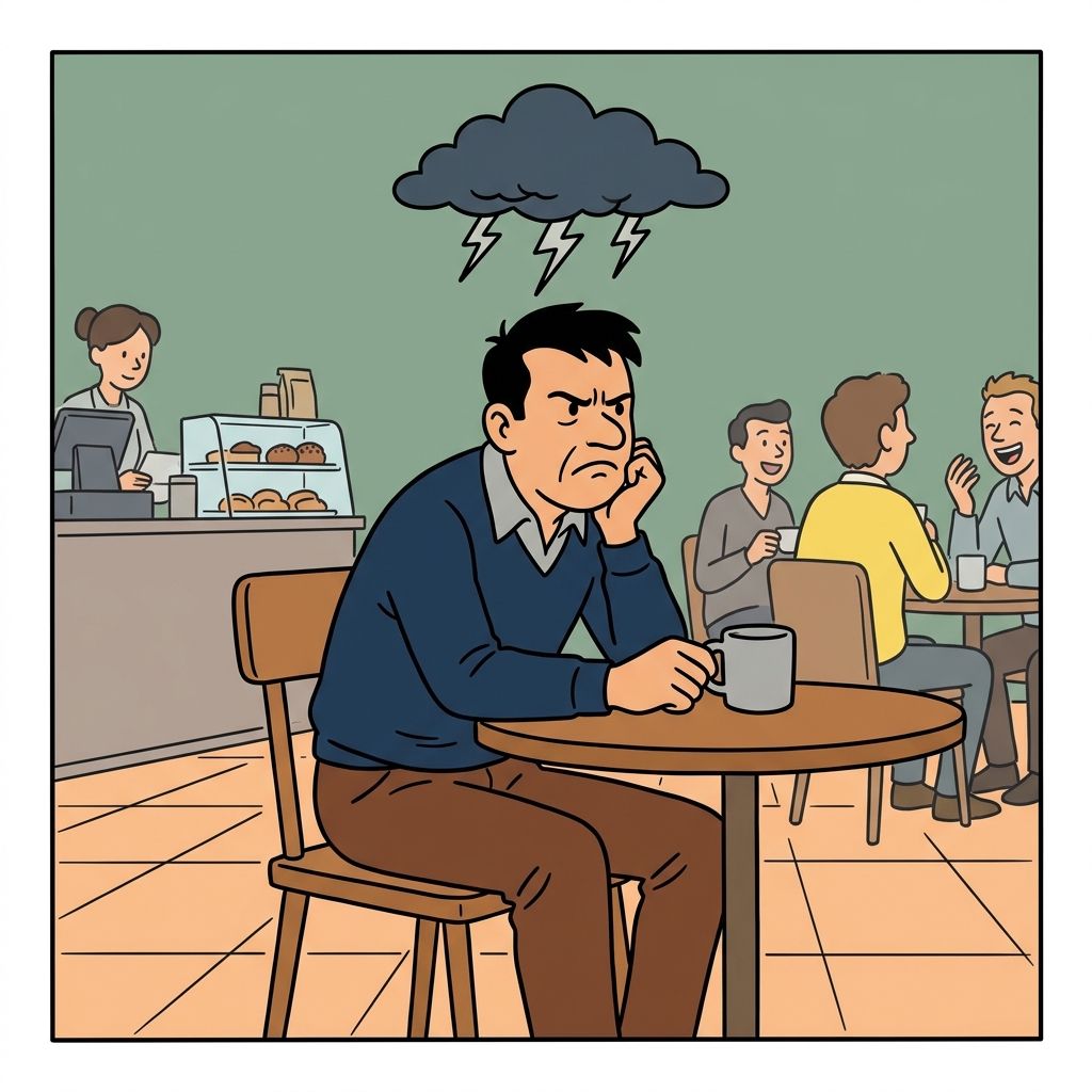 AI mnemonic illustration for the English word "mood"