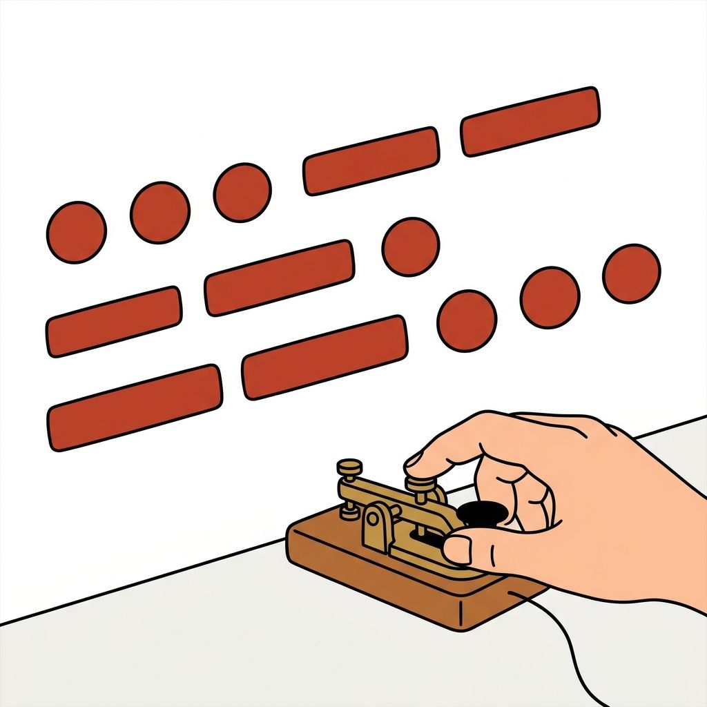 AI mnemonic illustration for the English word "Morse code"