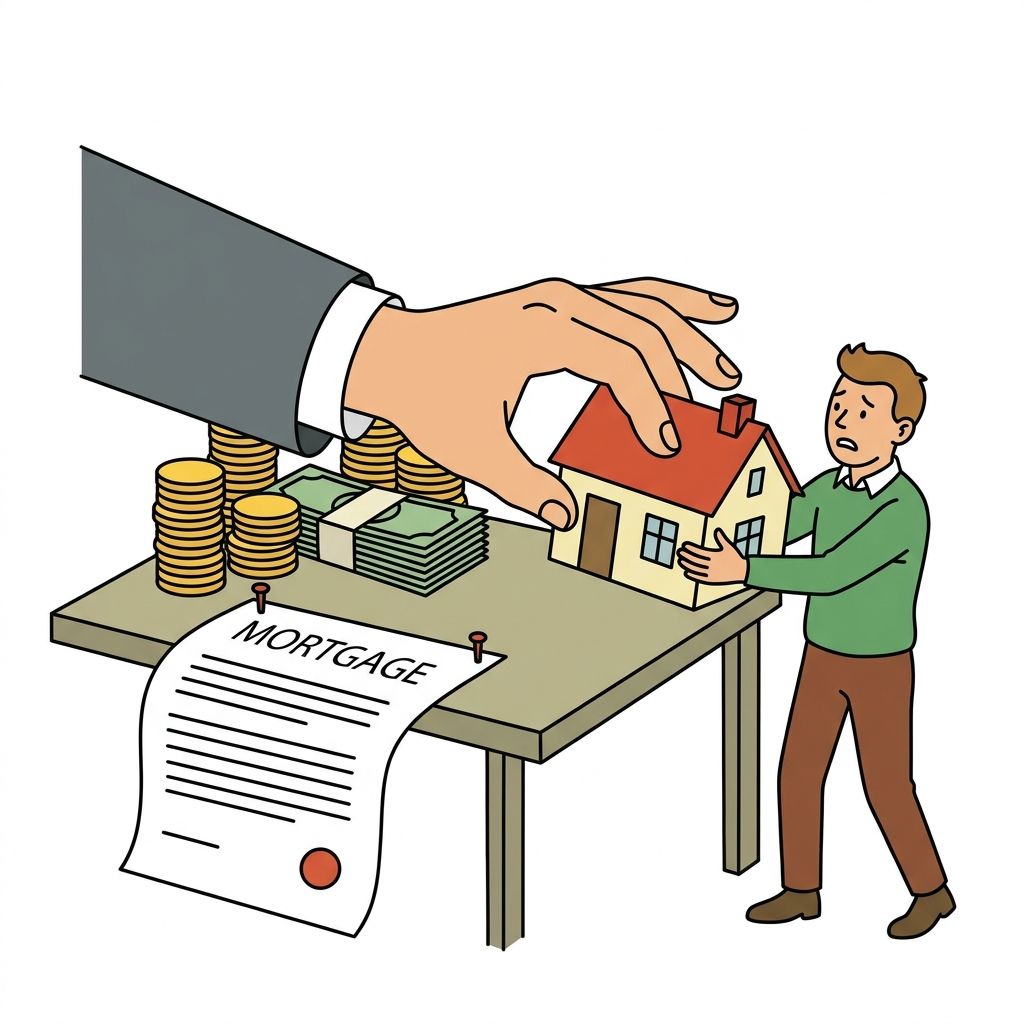 AI mnemonic illustration for the English word "mortgage"
