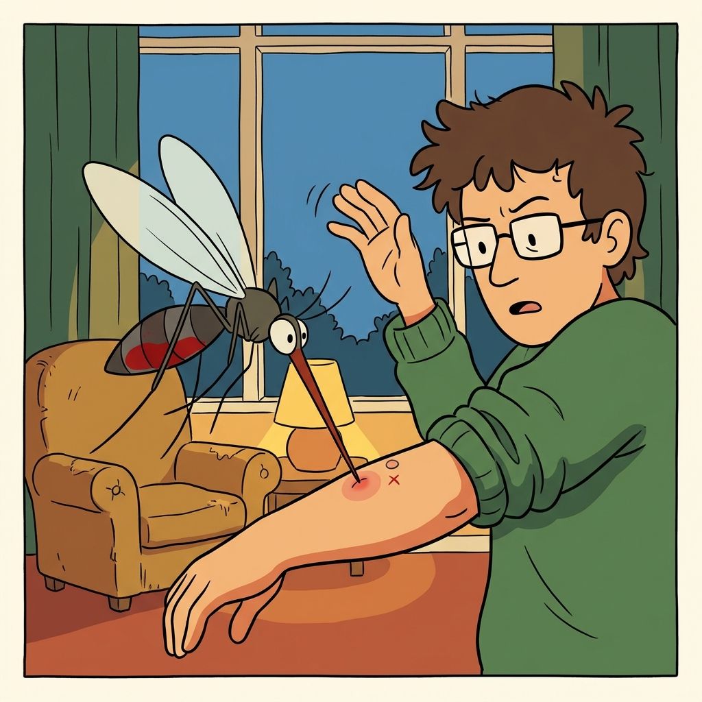 AI mnemonic illustration for the English word "mosquito"