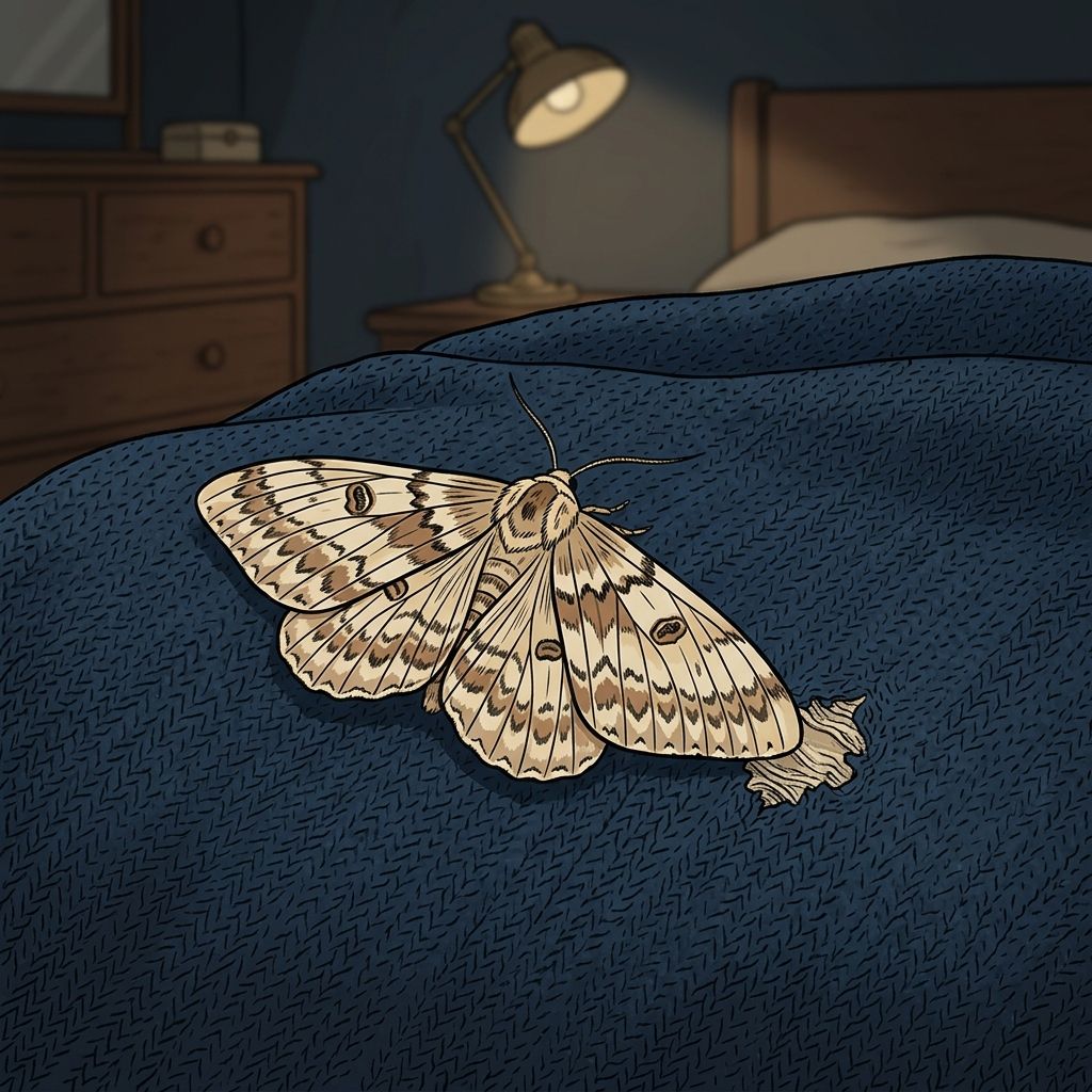 AI mnemonic illustration for the English word "moth"
