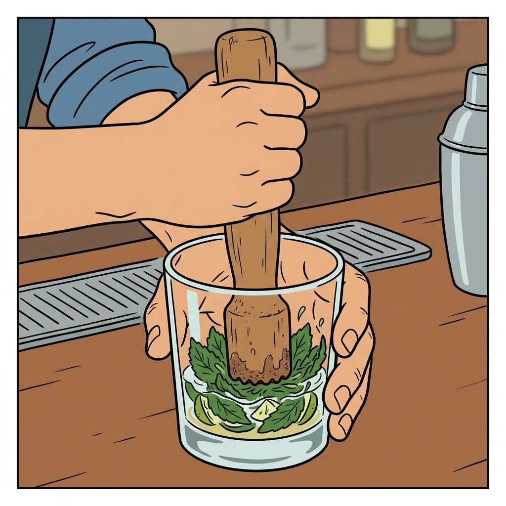 AI mnemonic illustration for the English word "muddler"