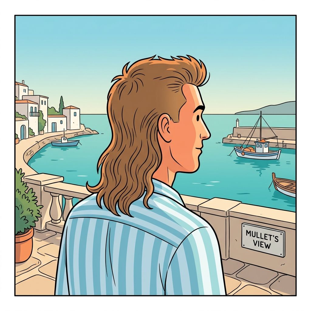 AI mnemonic illustration for the English word "mullet"