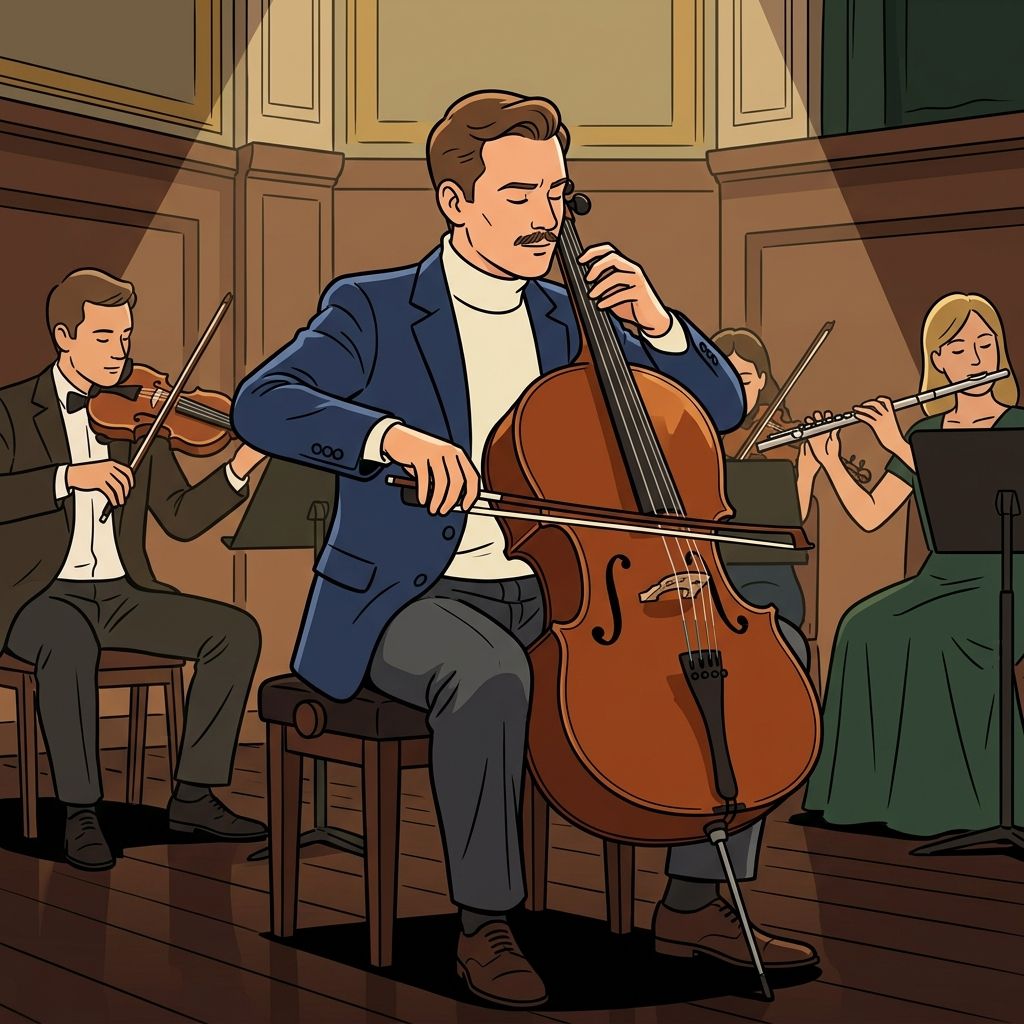 AI mnemonic illustration for the English word "musician"