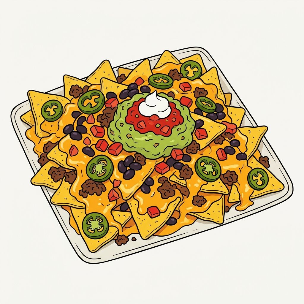 AI mnemonic illustration for the English word "nachos"